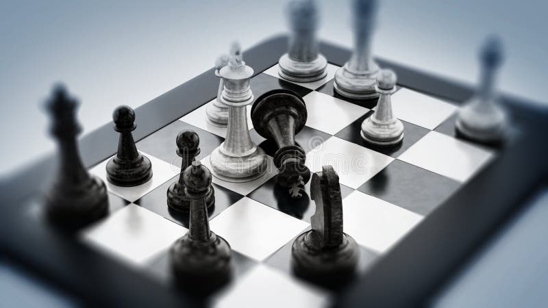 White chess pawn standing one square ahead of black chess pieces. 3D  illustration Stock Photo - Alamy