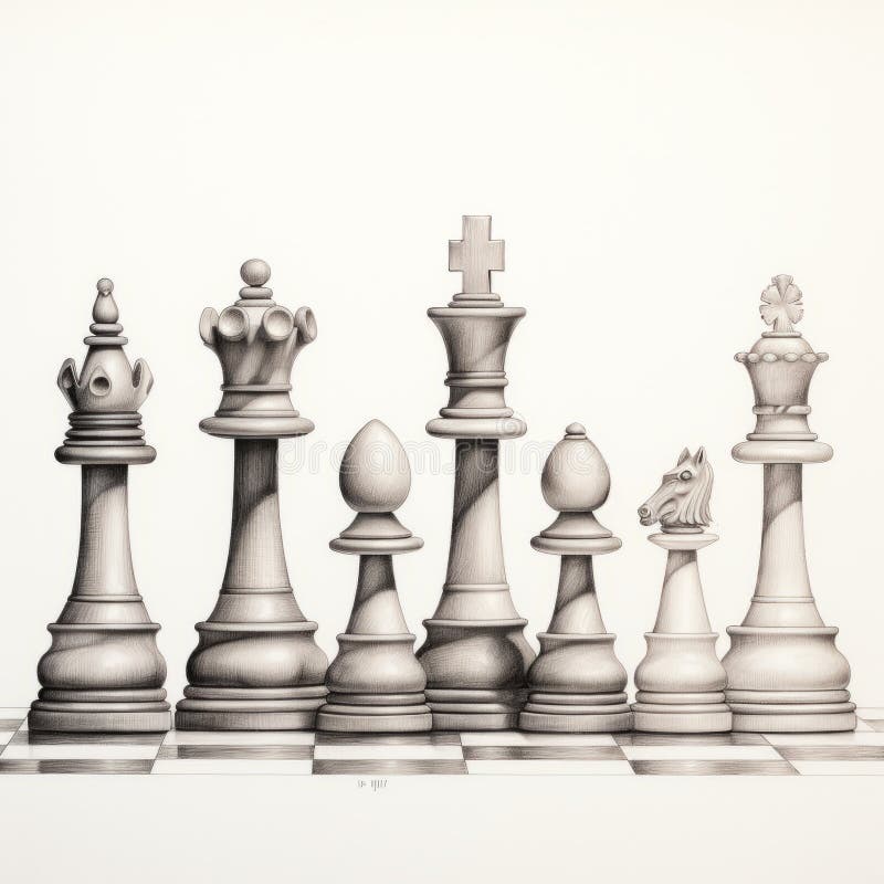 Chess Pieces Drawing Stock Illustrations – 731 Chess Pieces