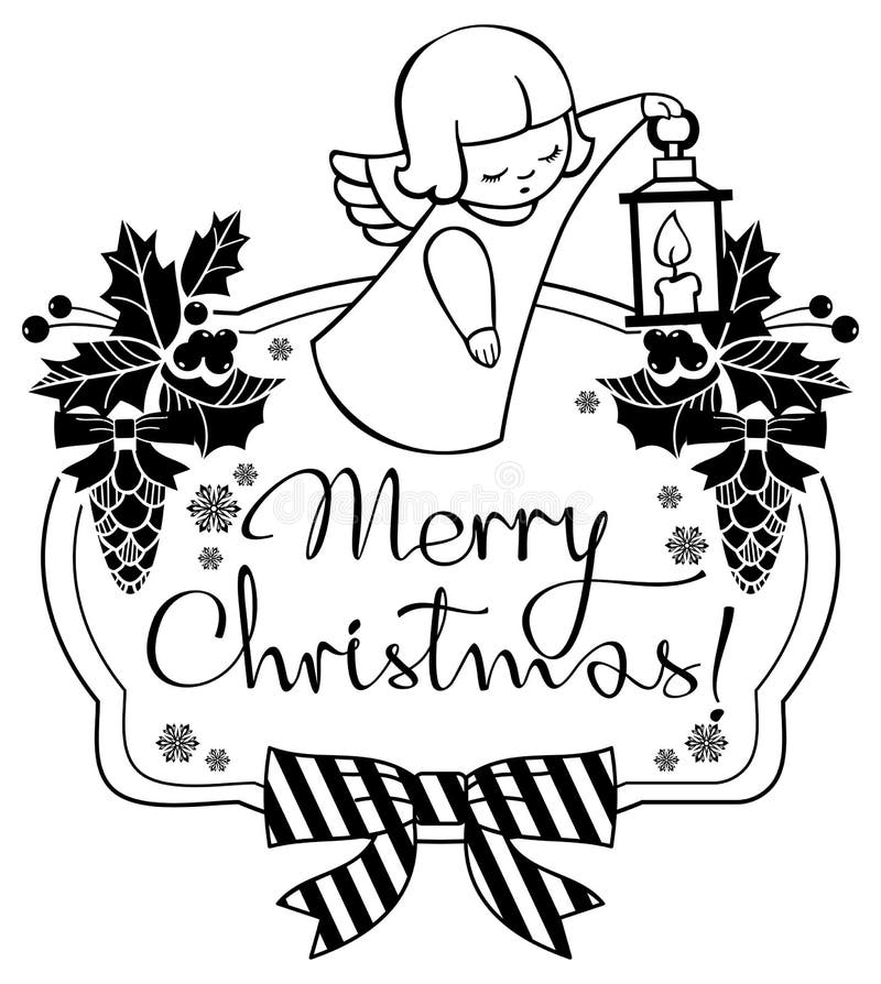 Clip Art Christmas Angel Black White Stock Illustrations – 153 Clip Art ...