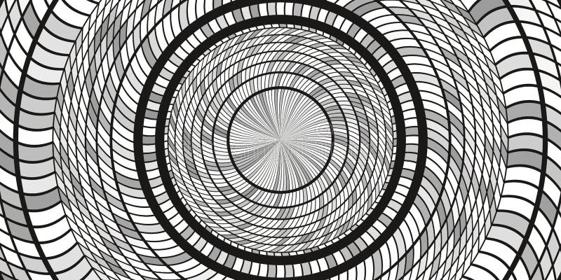 Black and White Circles Art Action Background. stock illustration