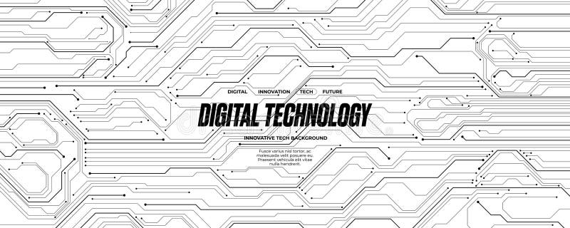 Black and white circuit board technology background stock illustration