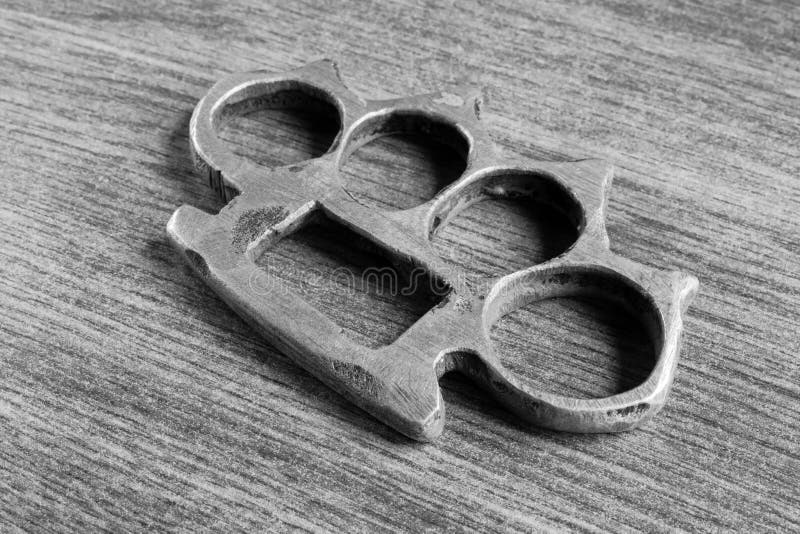 Black and White Close Up of an Iron Knuckles Stock Photo Image of