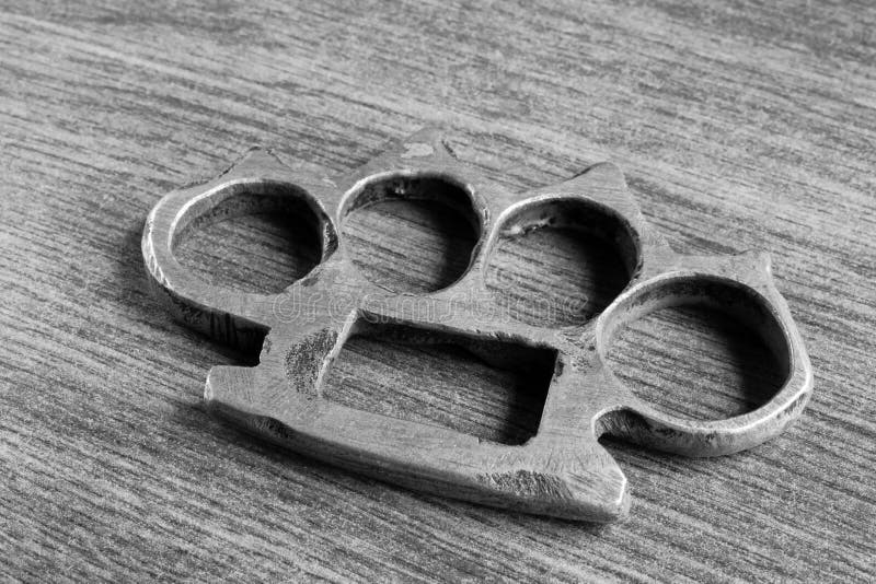 Black and White Close Up of an Iron Knuckles Stock Image Image of