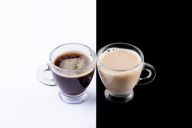 Black And White Coffee On A Black And White Background. Stock Image