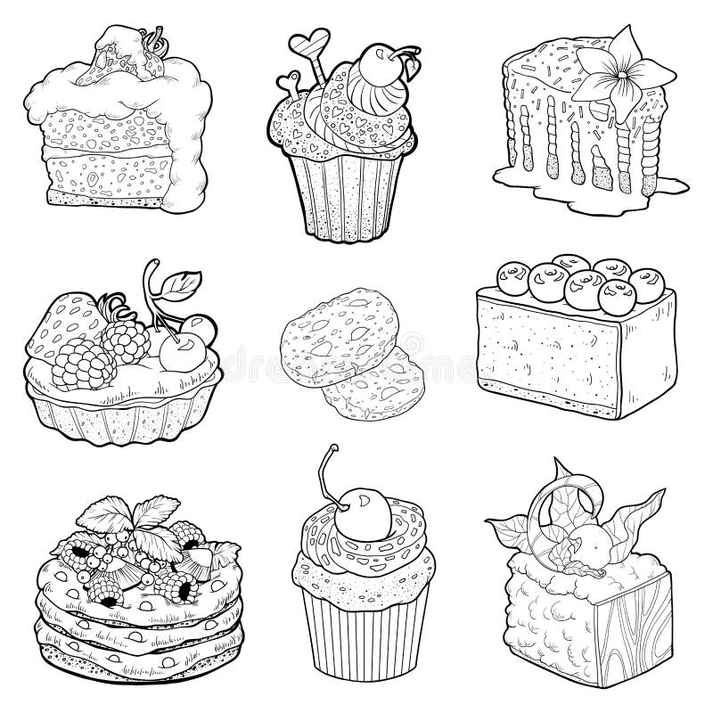 Kuchen comic schwarz weiß