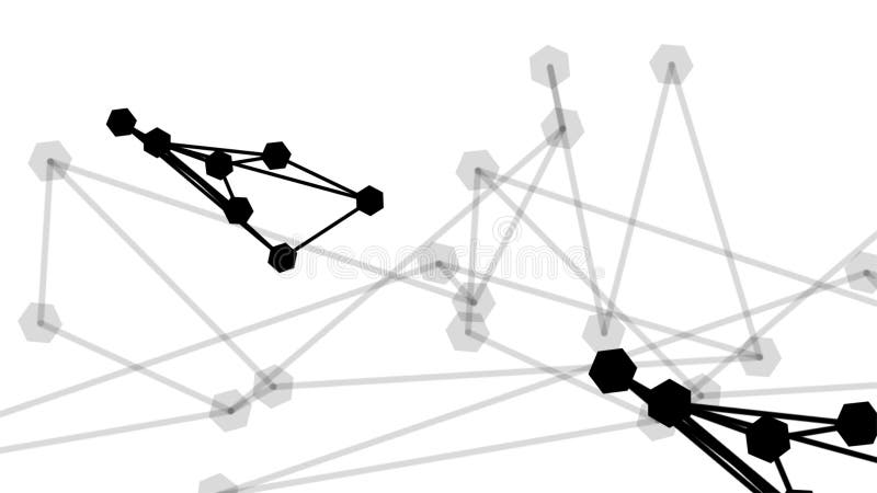 Black and White color hexagonal shapes connected with lines background royalty free illustration