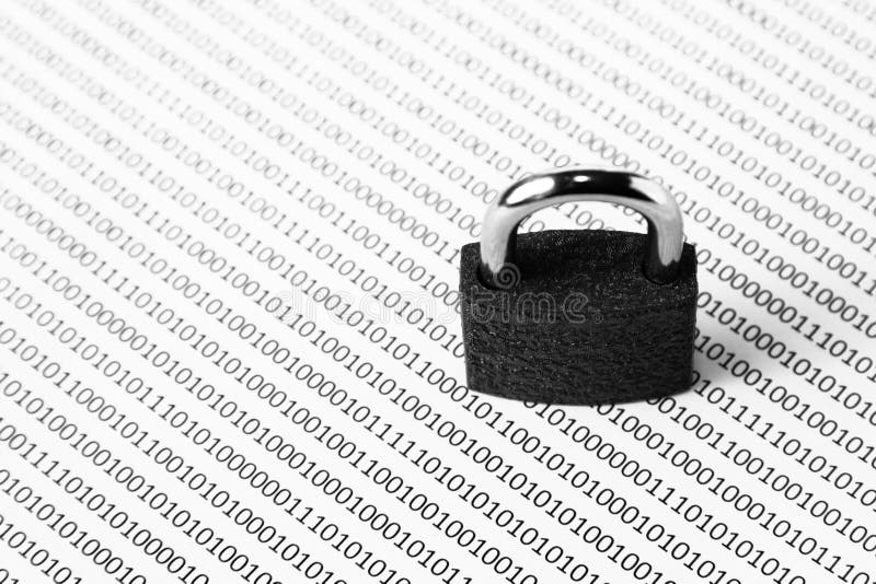 A black and white concept image that can be used to represent cyber security or the protection of software code. This image has se stock images