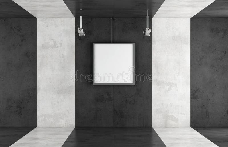 Black and white contemporary art gallery stock illustration