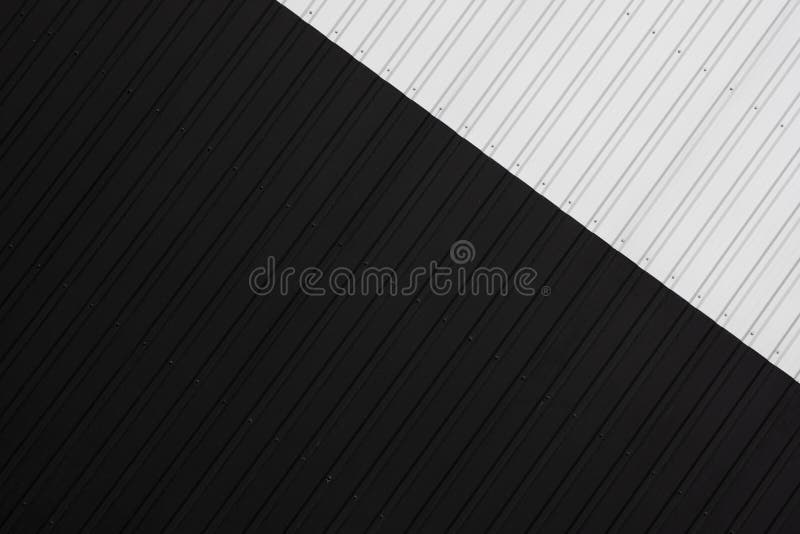 Black and White Corrugated Metal Sheet Texture Surface of the Wall