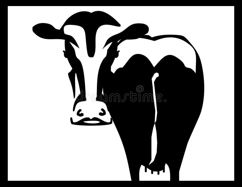 Black and white cow silhouette