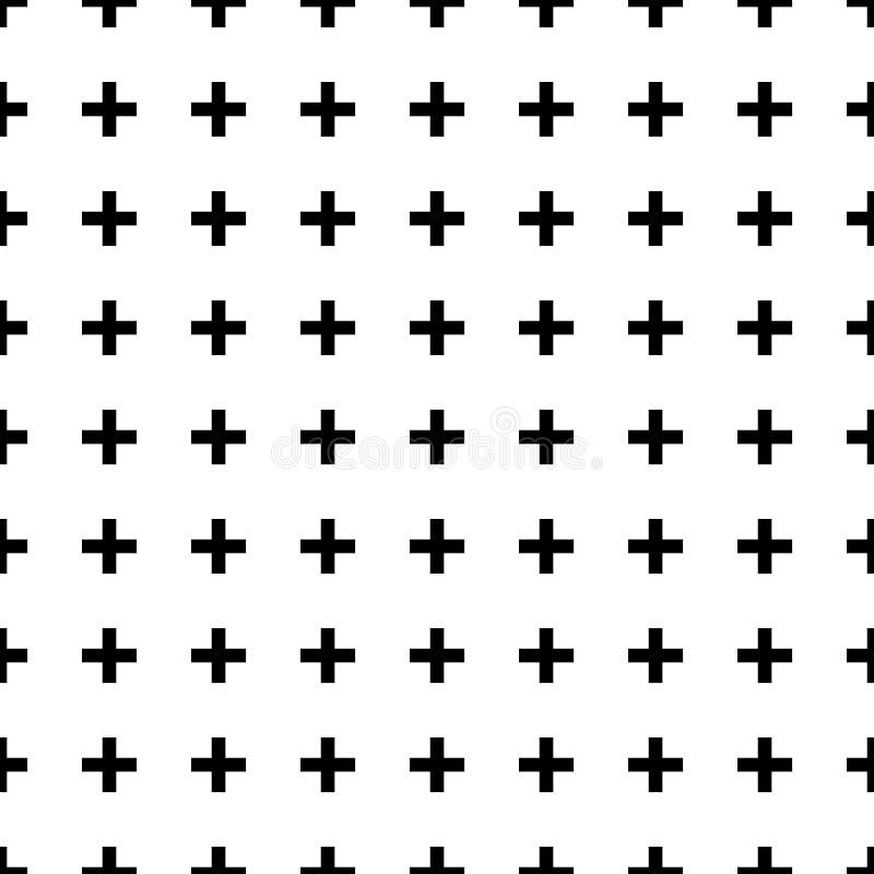 Black and White Crosses Seamless Pattern stock illustration