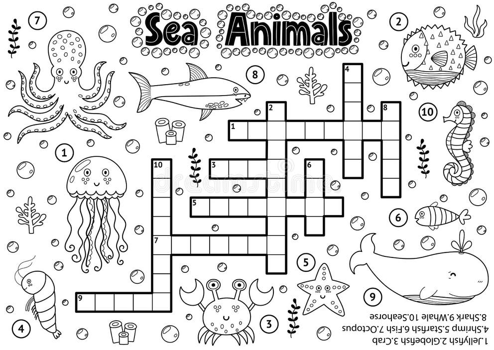 Marine Animals Black White Stock Illustrations – 3,983 Marine Animals