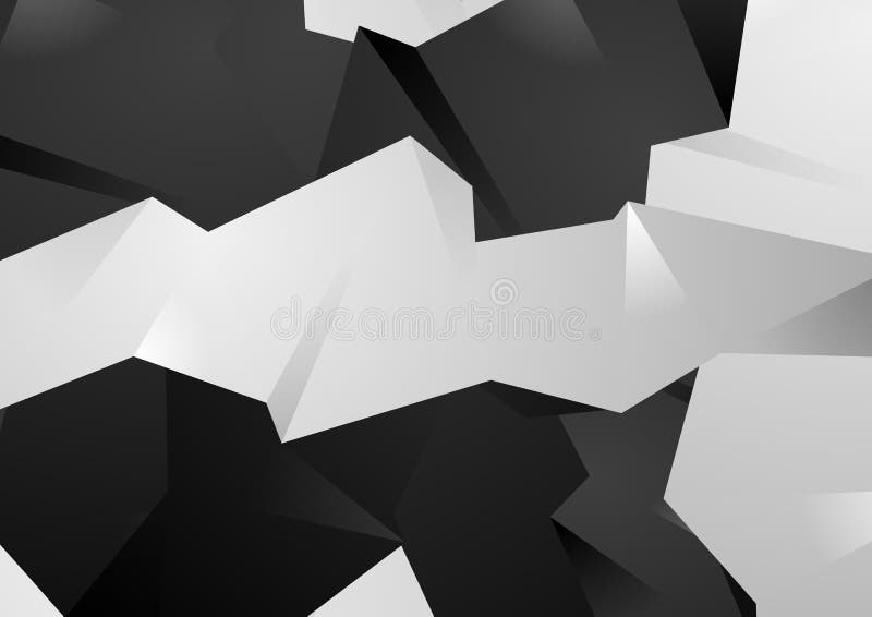 Black and White 3d Polygonal Shapes Stock Vector Illustration of