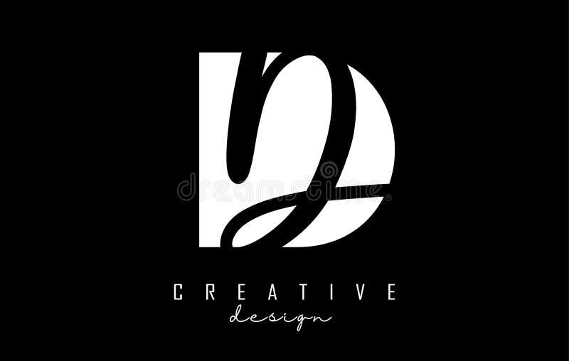 Black and White DD Letters Logo with Negative Space. Letters D and D