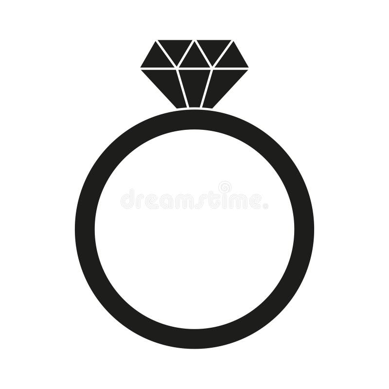 Black and White Diamond Ring Silhouette Stock Vector - Illustration of ...