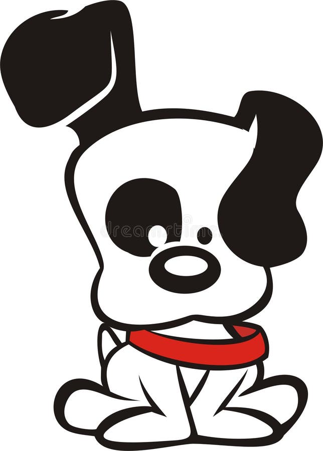 Black and White Dog Cartoon Stock Vector - Illustration of white, canine:  13733279