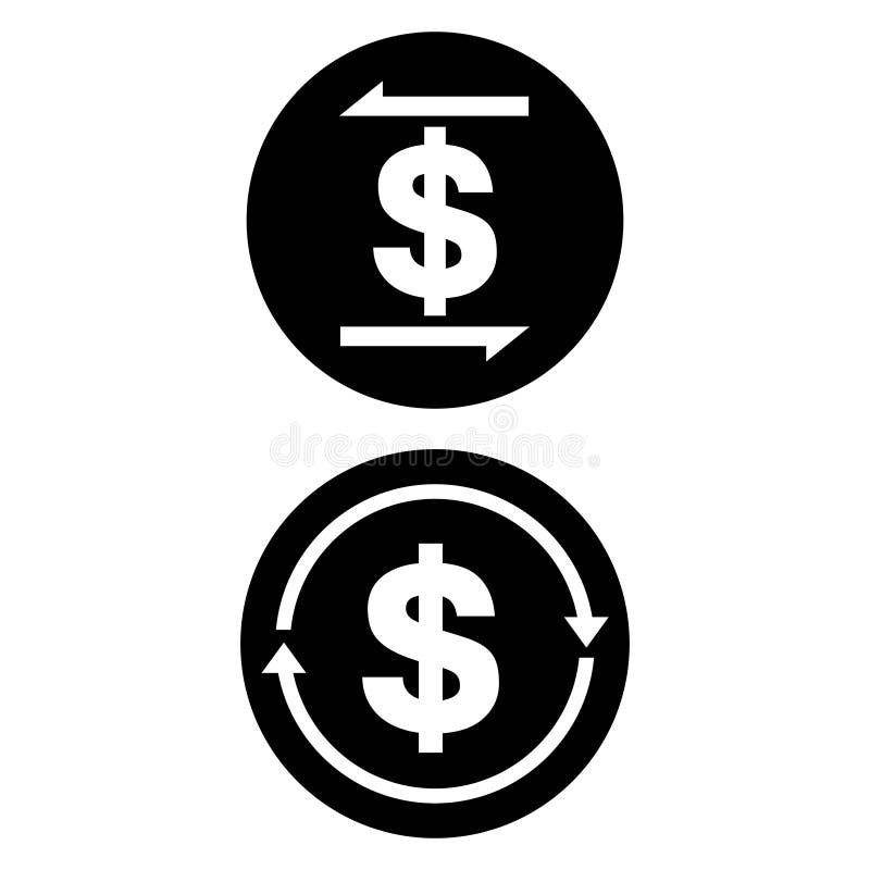 Black and White Dollar Currency Convert Icon Vector Bundle Set Stock Vector Illustration of