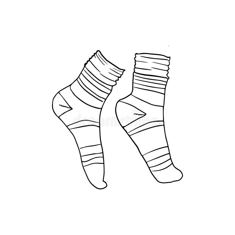 Doodle Socks. Black and White Illustration for Coloring Book, Pages ...