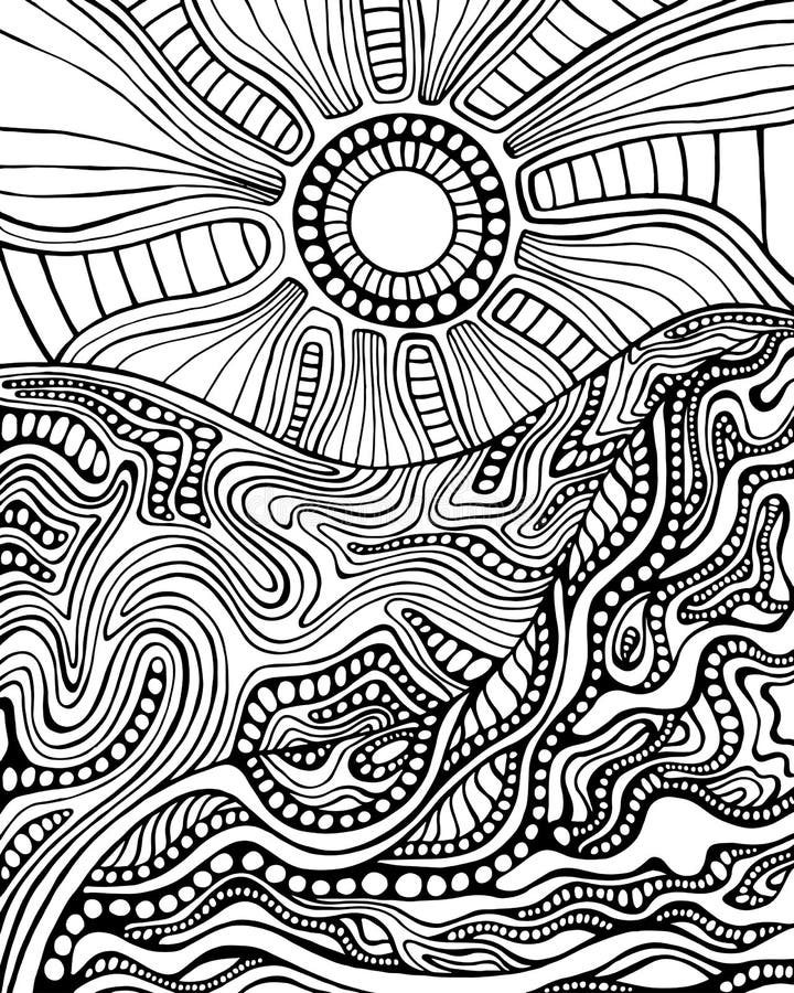 Coloring Page for Adults with Floral Cartoon Background. Doodle