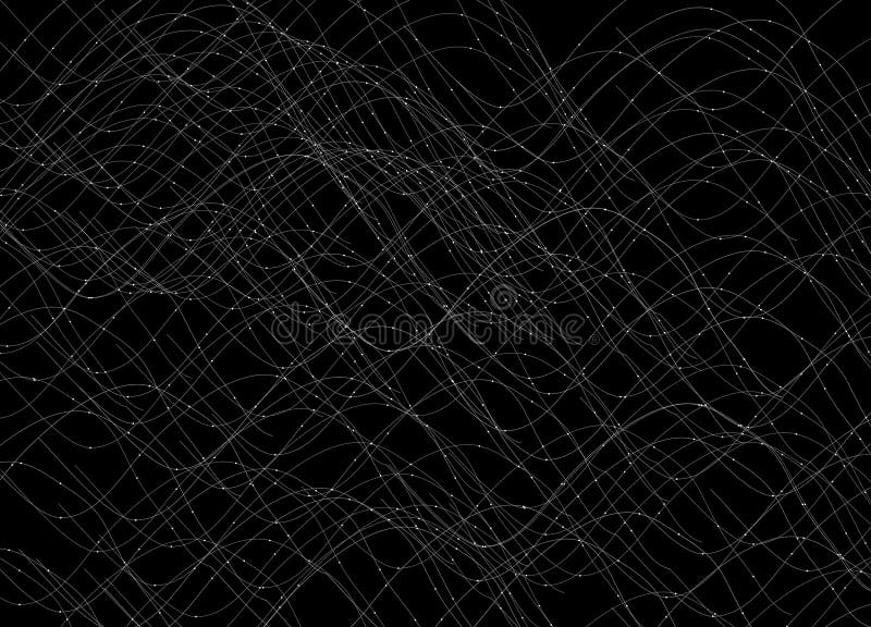 Black and White Doted Curve Lines Abstract Texture Old Style Background Stock Illustration