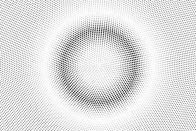 Black white dotted halftone. Half tone vector background. Centered smooth dotted gradient.