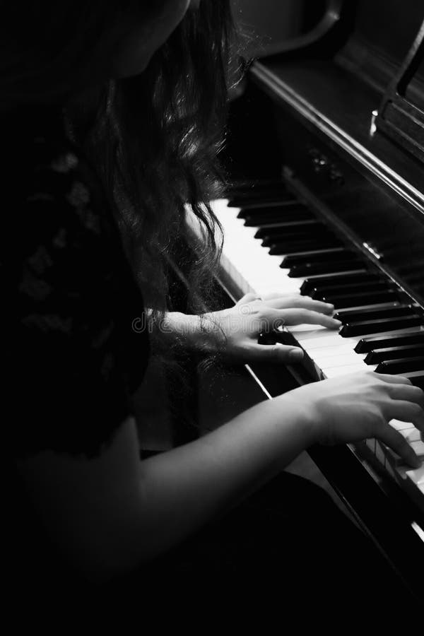 Black And White Drama Light Of Girl Playing Piano Stock Photo Image Of Girl Keys 174678018