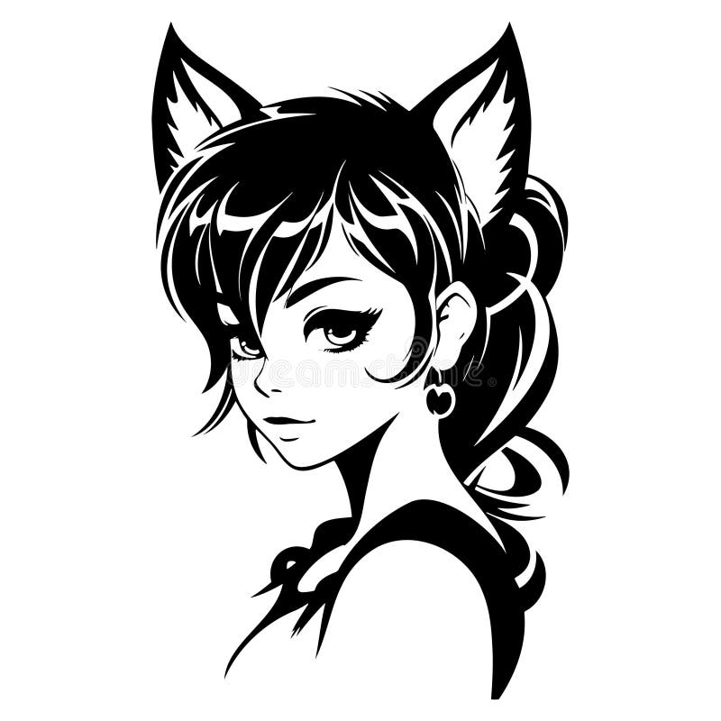 Black and White Drawing Angel Stock Illustration - Illustration of