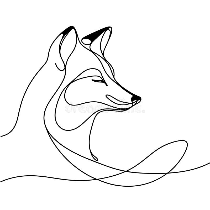 A black and white drawing of a fox&x27;s head, with a long, curved nose and large, round eyes.