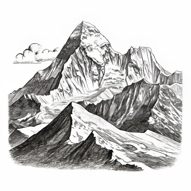 Mountain Drawing in Color · Creative Fabrica