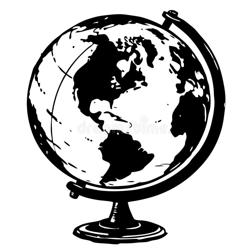 Black and White Earth Globe Illustration