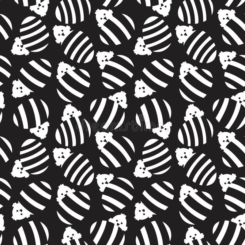 Black and White Easter Egg Seamless Pattern Background Stock Vector