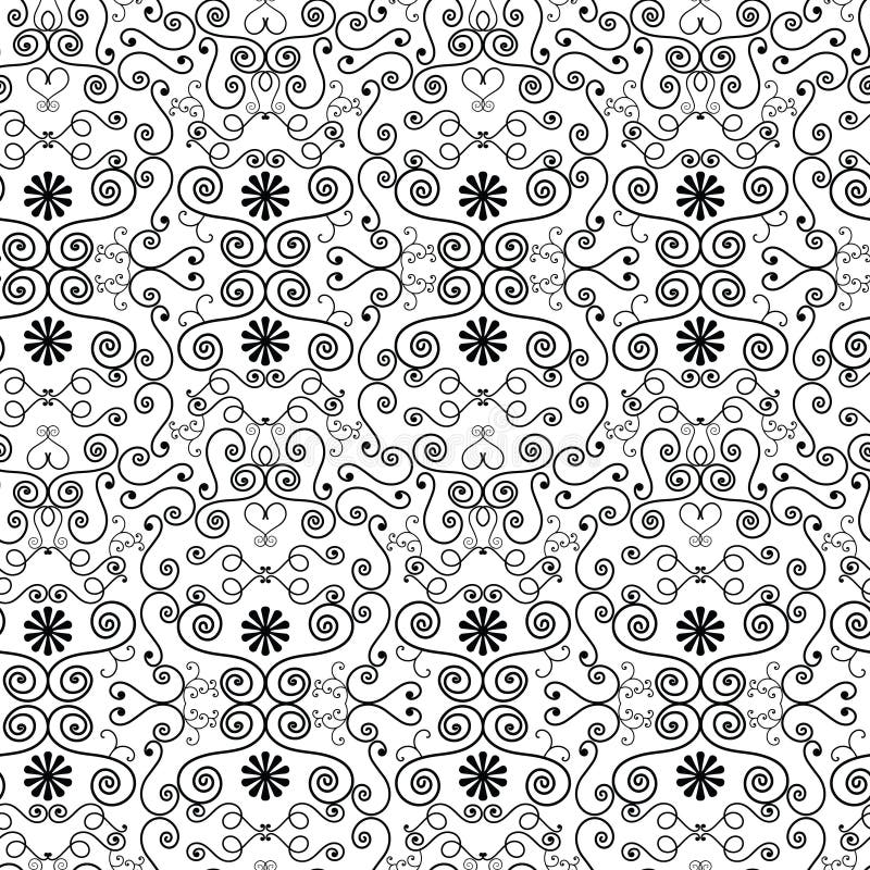 Black and White Trendy Seamless Pattern Tile with Decorated Connected ...