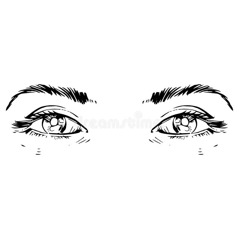 Black and White Fashion Illustration with Eye Stock Vector