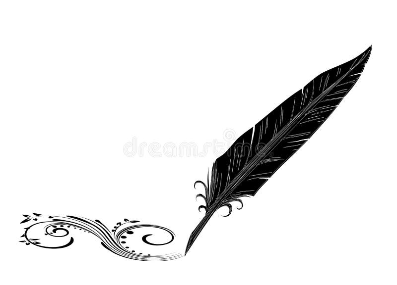 Feather Quill Pen Icon, Classic Stationery Illustration. Stock Vector -  Illustration of history, inkwell: 147890960