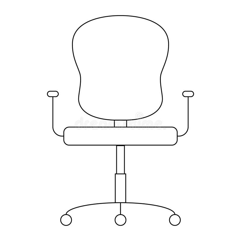 Black and White Flat Vector Icon of Computer Chair Stock Illustration