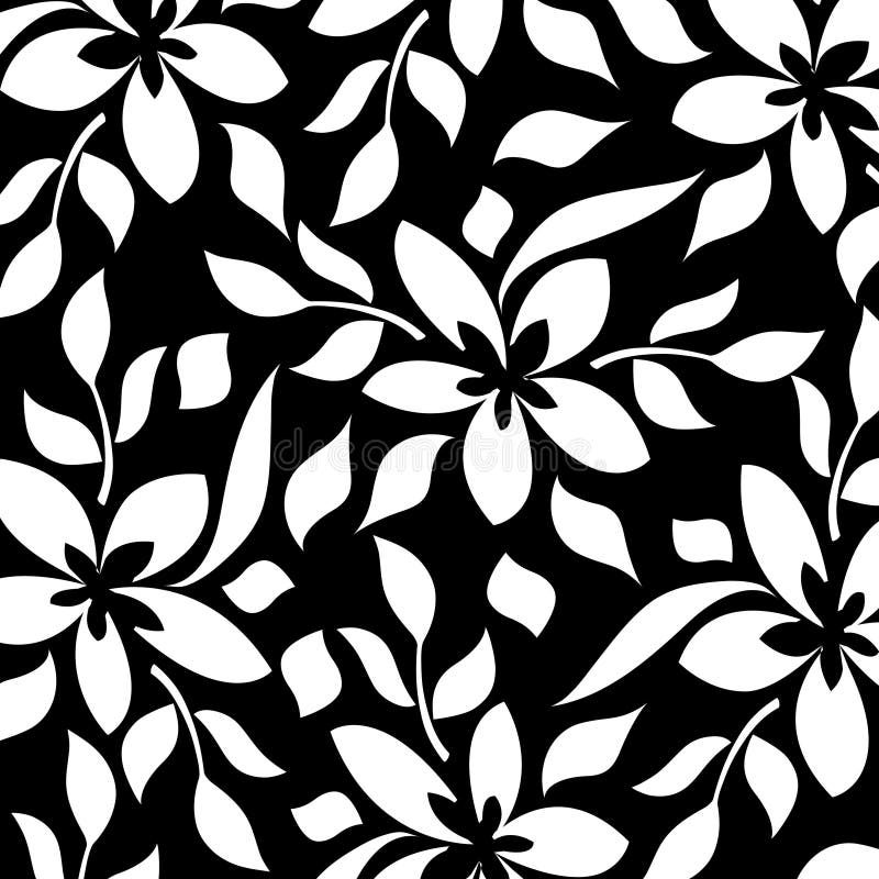 Black and White Floral Background Stock Illustration - Illustration of