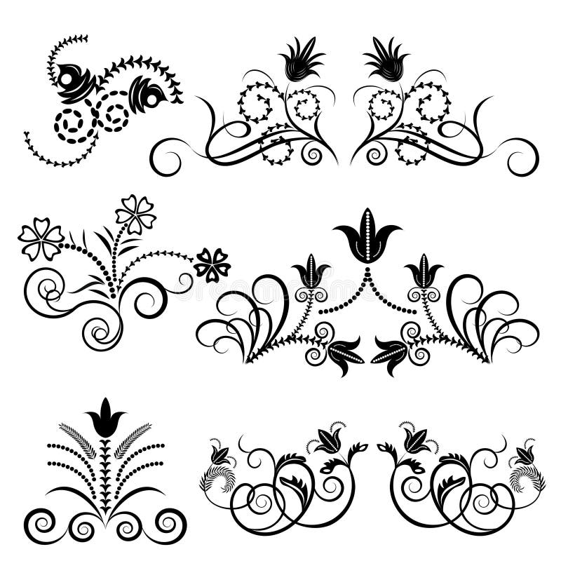 Black and White Floral Design Stock Vector - Illustration of graphics