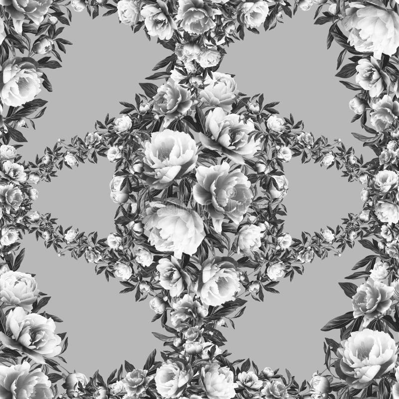 Black and White Floral Seamless Pattern Stock Photo Image of nature