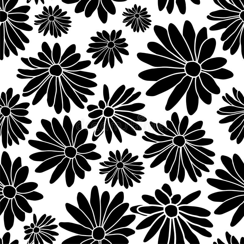 Black and White Flower Floral Textile Repeat Pattern Background Stock  Vector - Illustration of texture, background: 184335914