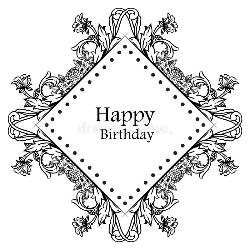 Black White Happy Birthday Card Stock Illustrations – 16,618 Black ...