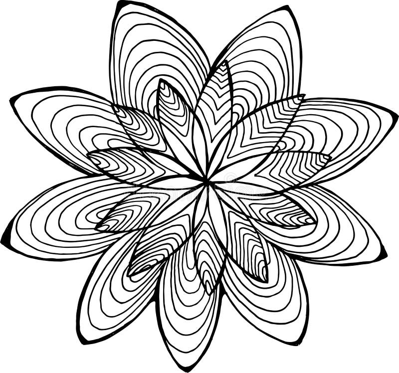 Black and White Flower Pattern. Psychedelic Motif Stock Vector