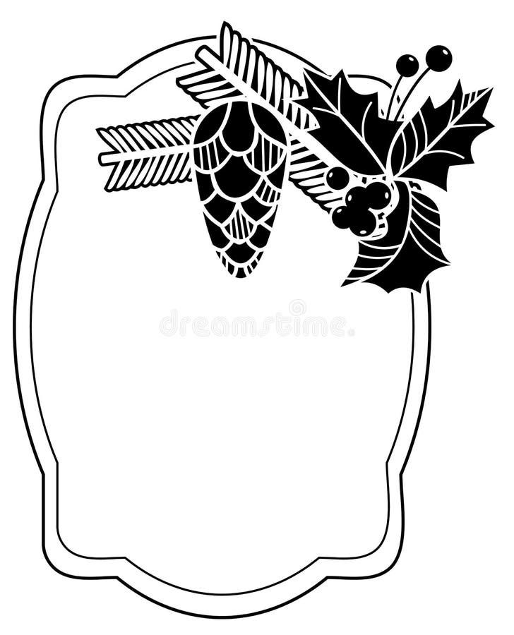 Black And White Frame With Pine Cones Silhouettes. Copy Space. Stock ...