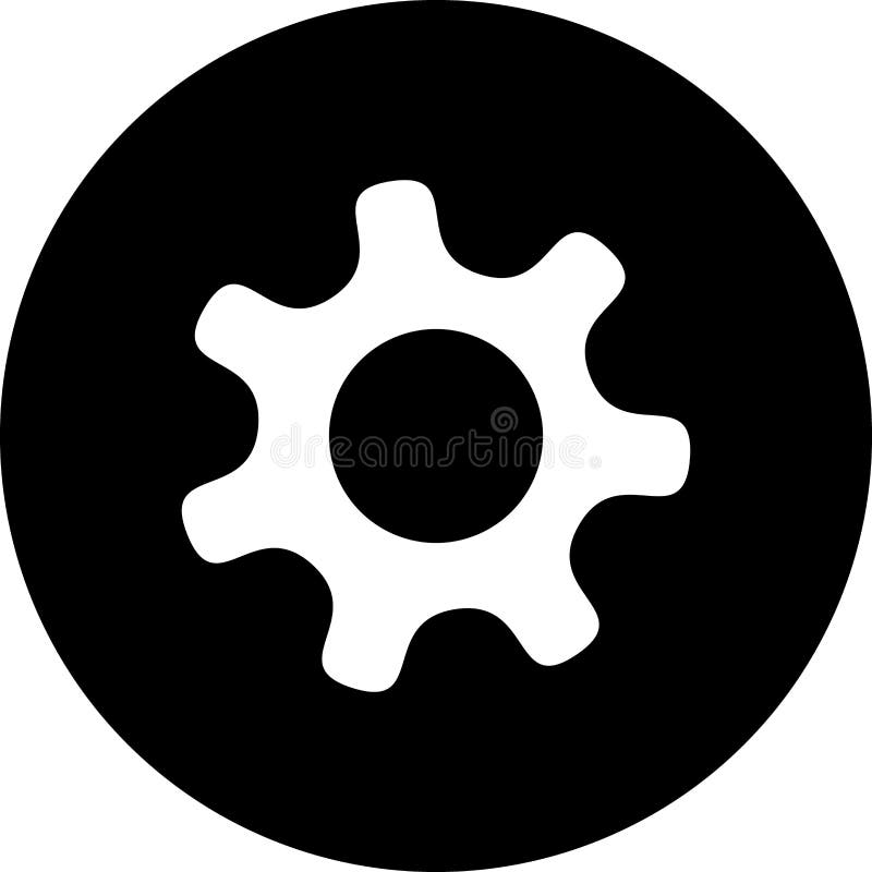 Black and White Gear Icon, Setting Icon, Setting Button Stock Vector