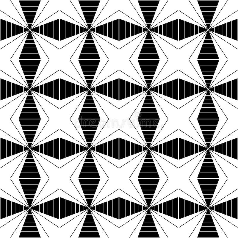 Black and White Geometric Seamless Pattern, Abstract Background. Stock