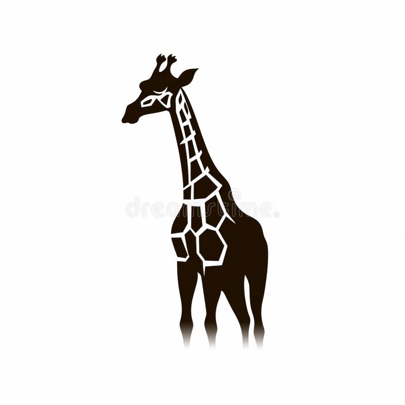Organic Material Giraffe Logo Silhouettes on White Background Stock
