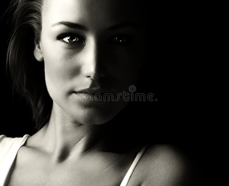 Black And White Glamor Woman Portrait Stock Photo Image Of