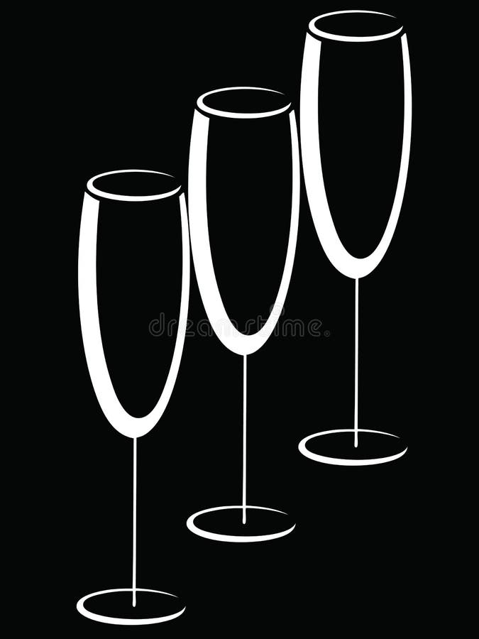 Black White Champagne Glasses Stock Illustrations – 5,356 Black White
