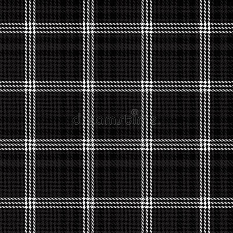 Black and White Glen Plaid Textured Seamless Pattern Stock Vector