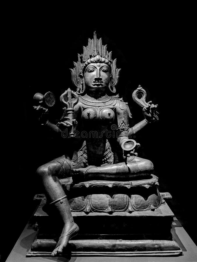 Black and white goddess kali stone carved sculpture