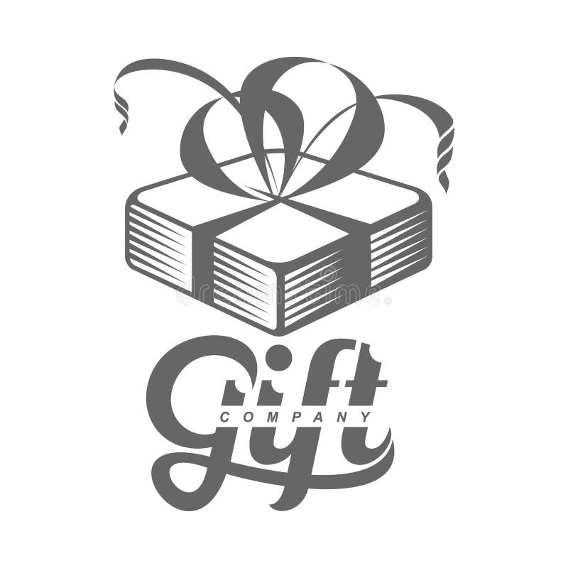 Black and white graphic gift box logo templates